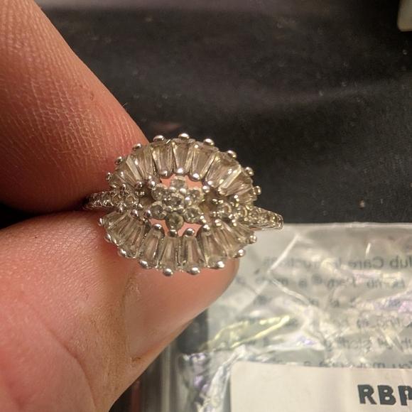 Solid Sterling Silver Ring Brown Tourmaline Cubic Zirconia - Picture 3 of 3